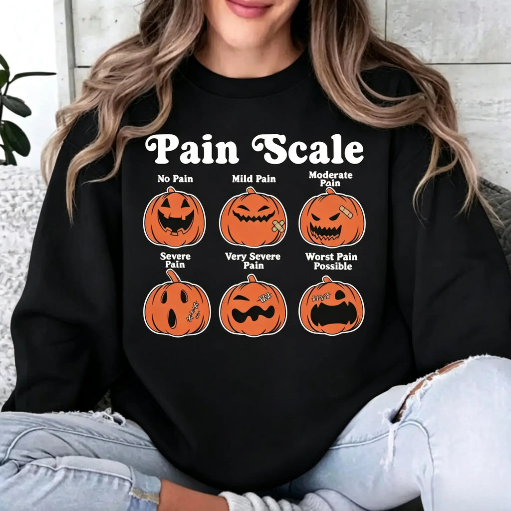 Halloween Nurse Sweatshirt, Pain Scale Fall Pumpkin Nurse T-Shirt, RN Shirt, Pediatric Nurse Gifts, Registered Nurse Hoodie, Nursing Tee