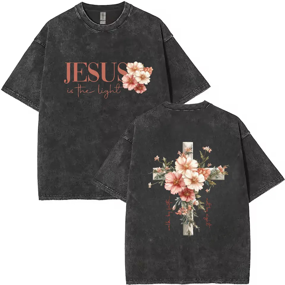 Jesus is the Light Floral Christian Shirt Motivational Quotes sweatshirt Bible Verse Floral Religious His Grace is Enough Religious Shirt, Bible Verses, Religion T